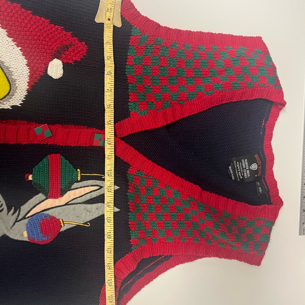 Warner Bros. Red and Green Cardigan Sweater - Picture 7 of 7